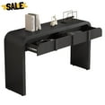 thumbnail image 1 of GZXS 55" Modern Curved Entryway Console Table with 2 Fluted Drawers, 220lbs Weight Capacity, Accent Sofa Table with Rounded Silhouette for Living Room, Black, 1 of 9