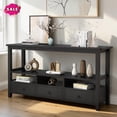 thumbnail image 1 of GZXS 57.9 Inch Console Table with 3 Drawers, 3-Tier Modern Sofa Table with Storage Shelves, Entryway Table for Hallway, Living Room, Black, 1 of 7