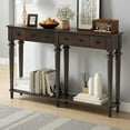 thumbnail image 1 of GZXS 59.8" Vintage Entryway Console Table with 4 Drawers & Bottom Shelf, Rustic Wood Accent Sofa Table for Living Room, Hallway, or Foyer (Espresso), 1 of 8