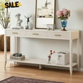 thumbnail image 1 of GZXS 60" Console Table with 3 Fluted Drawers and Storage Shelf, Wooden Farmhouse Entryway Table with Center Support Leg, for Living Room, Hallway, Foyer (Beige), 1 of 7