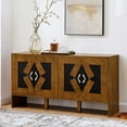 thumbnail image 1 of GZXS 60 Inch Large Buffet Cabinet with Storage, TV/Media Console Table, 4-Door Accent Sideboard Console Table w/ Geometric Pattern & Adjustable Shelves for Kitchen, Dining and Living Room (Walnut), 1 of 10