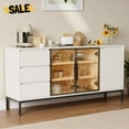 thumbnail image 1 of GZXS 62.99" Buffet Cabinet with Drawers and Glass Doors, Multi-Functional Modern Storage Sideboard for Kitchen, Dining, and Living Room (White), 1 of 7