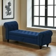 thumbnail image 1 of GZXS 64.5-Inch Upholstered Bed Bench with Tufted Velvet Seat, Nailhead Trim, Rolled Armrests, and Flip-Top Storage Space, Bedroom Lounge Ottoman (Navy Blue), 1 of 6