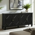 thumbnail image 1 of GZXS 65" Wooden Buffet Sideboard with 4 Symmetrical Geometric Doors, Solid Wood Legs, Adjustable Shelves, Mid-Century Modern Media Console Cabinet for Living Room, Entryway, Dining Room, Black, 1 of 8