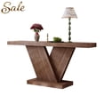 thumbnail image 1 of GZXS 66" Rectangle Console Table for Entryway, Space-Saving X-Frame Wooden Sofa Table with Wide Top, Heavy-Duty Hallway Table for Living Room, Foyer (Imitative Oak), 1 of 7