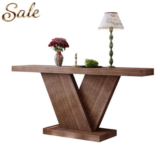 GZXS 66" Rectangle Console Table for Entryway, Space-Saving X-Frame Wooden Sofa Table with Wide Top, Heavy-Duty Hallway Table for Living Room, Foyer (Imitative Oak)