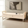 thumbnail image 1 of GZXS 67.91" Velvet Storage Bench with Armrests and Silver Metal Legs, Upholstered Entryway Bedroom Bench with Hidden Compartment, Beige, 1 of 7