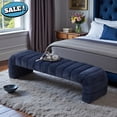 thumbnail image 1 of GZXS 69.7-Inch Extra Long Upholstered Bench, Channel Tufted Chenille End of Bed Setting Bench for Bedroom, Easy to Assemble, Navy, 1 of 7