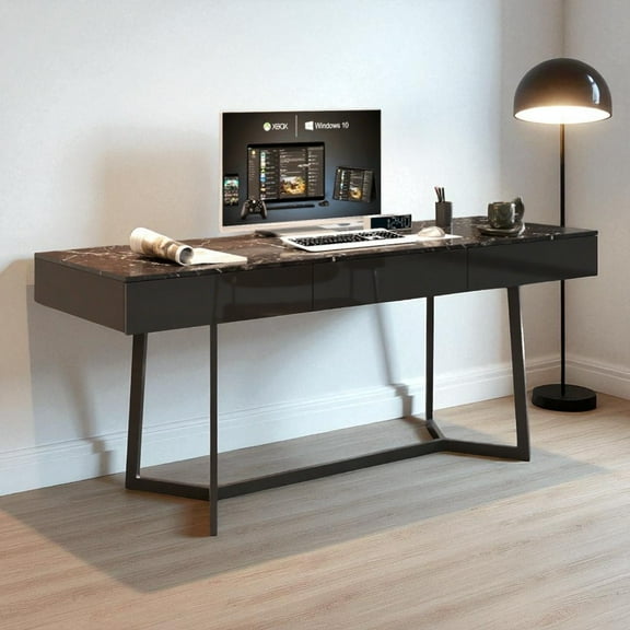 GZXS 70.87" Long Computer Desk with Metal Legs, Modern Spacious Writing Table for Home Office, Study, or Workstation (Black)