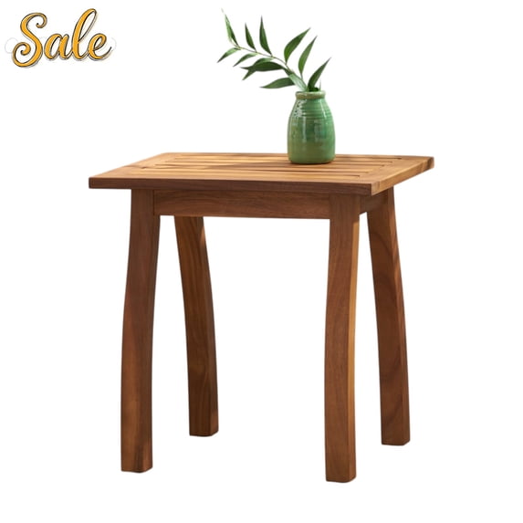 GZXS Acacia Wood Outdoor Side Table, Coastal Slatted-Top Rectangle Patio Table for Drinks & Décor, Teak Finish, Weather-Resistant Accent Table for Pool, Deck, or Patio