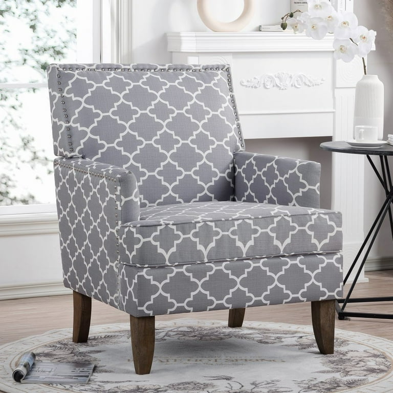GZXS Accent Chairs Grey Morocco Pattern Club Chair Living Room