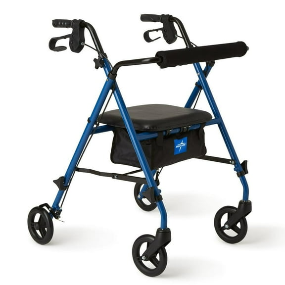 GZXS Adjustable Height Steel Walker With Wheels For Elder People Disabled People,Walking Trainer,Blue