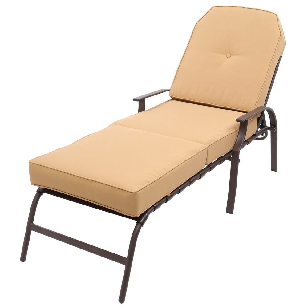 GZXS Adjustable Outdoor Steel Patio Chaise Lounge Chair With 5 Positions, UvResistant Cushions