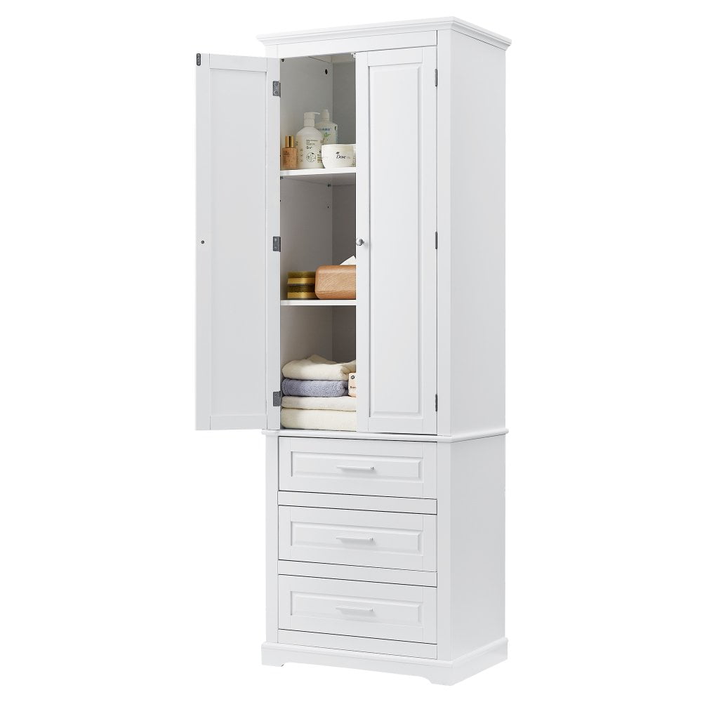 GZXS Bathroom Storage Freestanding Floor Linen Cabinet with 3 Drawers ...