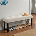 thumbnail image 1 of GZXS Beige Entryway Padded Seat, 47.24" End of Bed Bench for Bedroom, Indoor Upholstered Tufted Ottoman Bench with Rubber Wood Legs for Living Room, Mudroom, Hallway, 1 of 8
