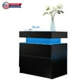 thumbnail image 1 of GZXS Black 2-Drawer Nightstand with Adjustable LED Lights, Modern Bedside Table with Large Storage for Bedroom & Sofa Side, 1 of 6