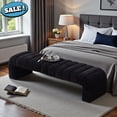 thumbnail image 1 of GZXS Black Chenille Upholstered Bench with Channel Tufting, 69.7" Modern Bench for Bedroom, Living Room or Entryway, Supports 300 lbs, 1 of 7