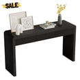 thumbnail image 1 of GZXS Black Console Table with 3 Fluted Drawers, Solid Wood Veneer Entryway Table with Storage & Curved Edges, Farmhouse Hallway Sofa Table for Living Room - 55.1"L x 15.8"W x 29.8"H, 1 of 9