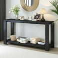 thumbnail image 1 of GZXS Black Narrow Sofa Table Behind Couch, Modern Minimalist Entryway Sofa Table with Sturdy Legs and Open Shelf, 59.8"L x 15.7"W x 30"H, 1 of 7