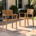 thumbnail image 1 of GZXS Classic Outdoor Dining Chair Set of 2, Solid Acacia Wood Armchairs with Slatted Back and Seat, Rustic Patio Seating for Porch or Backyard (Teak), 1 of 10