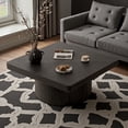 thumbnail image 1 of GZXS Coffee Table for Living Room, 34.6-Inch Square Center Tea Table with Thick Parquet Wood Veneer Top & Fluted Cylindrical Base, Easy Assembly, Black, 1 of 7