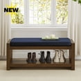 thumbnail image 1 of GZXS Compact Bedroom Bench for End of Bed, Modern Storage Bench Ottoman with Removeable Seating Cushion, 2 Tier Shoe Storage Organizer for Hallway, Living Room (Navy Blue), 1 of 7