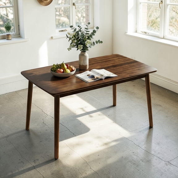 GZXS Compact Solid Wood Dining Table, 47 Inch Medieval Modern Rectangular Kitchen Table for 2-4 Person, for Small Apartment/Breakfast Nook (Walnut)