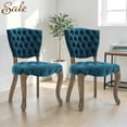 thumbnail image 1 of GZXS Contemporary Upholstered Dining Chairs Set of 2, Accent Velvet Side Chairs with Wood Legs, Tufted Seat & Back, Elegant Armless Kitchen & Dining Room Chairs, Dark Teal, 1 of 10