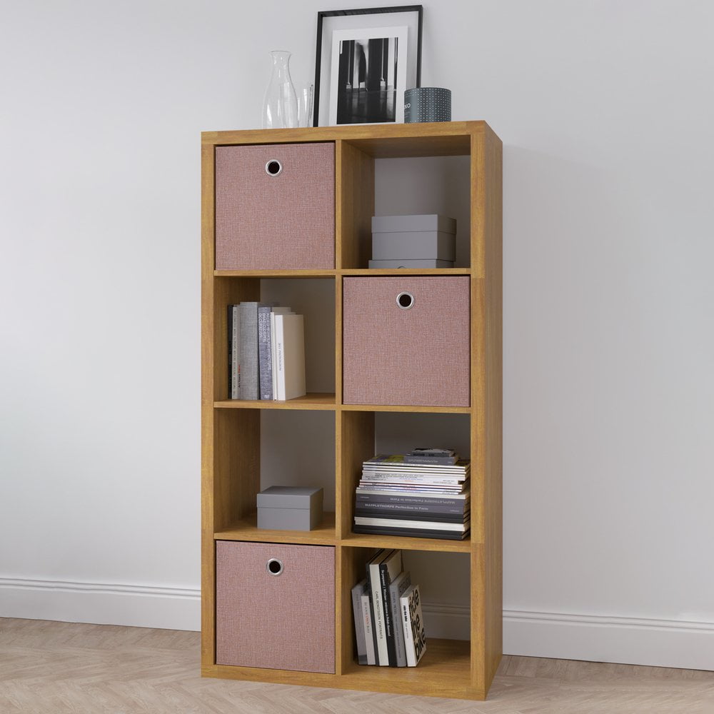 GZXS Decorative Open Back 8-Cube Storage Organizer, Walnut