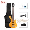 thumbnail image 1 of GZXS Electric Bass Guitar, 4 String Full Size Beginner Set with Bag, Strap and Cable, Transparent Yellow, 1 of 6