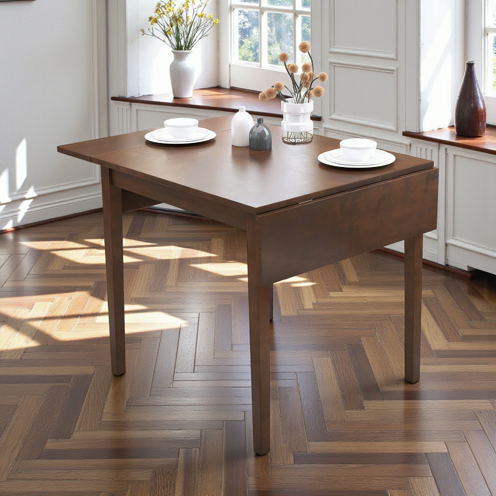 GZXS Expandable Small Kitchen Table with 2 Drop Leaves, 29.7