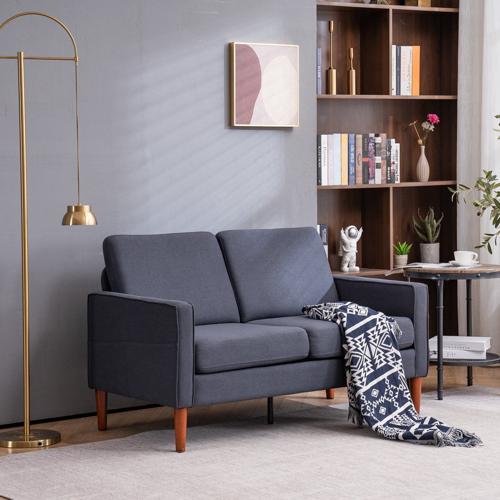 GZXS Fabric Sofa Couches, Mid Century Couch with Wooden Legs for