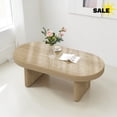 thumbnail image 1 of GZXS Farmhouse Coffee Table in Natural Wood Finish, Oval MDF Accent Center Tea Table, Easy Cleaning & Maintenance, 47.24"L x 23.62"W x 16.34"H, 1 of 9