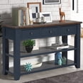 thumbnail image 1 of GZXS Farmhouse Console Table with 3 Drawers, 48.8" Narrow Foyer Sofa Tables with 2-Tier Open Storage Shelves for Entryway,Hallway,Living Room, Blue, 1 of 10