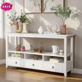 thumbnail image 1 of GZXS Farmhouse Console Table with 3 Drawers, 57.9 Inch Entryway Table with Storage Shelves, Behind Couch Table for Hallway, Foyer, Living Room, White, 1 of 7