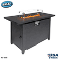 thumbnail image 1 of GZXS Fire Pit Propane Gas FirePit Table 43" Outdoor Fire Pit Rectangular Tabletop with Lid, Rain Cover, Tempered Glass Wind Guard for Outside Garden Backyard Deck Patio (Black), 1 of 10