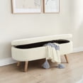 thumbnail image 1 of GZXS Flip-Top Entryway Upholstered Bench in Ivory Boucle, Modern Bedroom End-of-Bed Bench with Hidden Storage and Rubber Wood Legs, 42"L x 16.25"W x 17.75"H, 1 of 6