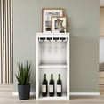thumbnail image 1 of GZXS Freestanding Modular Wine Cabinet with Glass Holder and Open Storage Shelf, Multi-Purpose Storage Organizer for Home Bar, Kitchen, or Dining Room, 17.8"L x 15.95"W x 35.43"H, White, 1 of 7
