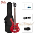 thumbnail image 1 of GZXS Full Size Electric Bass Guitar Beginner Kit, 4 String Starter Set with Bag, Strap and Cable, Red, 1 of 6
