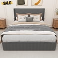 thumbnail image 1 of GZXS Full Size Linen Upholstered Platform Storage Bed with Hydraulic Lift, Tufted Wingback Headboard, USB Ports, Side Pockets, Sturdy Bed Frame with Wood Slats Support, Dark Gray, 1 of 7