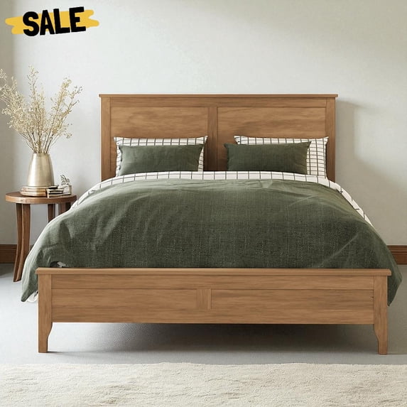 GZXS Full Size Platform Bed with Pine Wood & MDF Construction, Sturdy Wooden Slats Support & Center Legs, No Box Spring Needed (Seadrift Color)