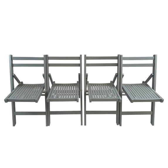 GZXS Home Patio Outdoor Wood Foldable Dining Chairs, 4-Pcs Set, Gray Finish