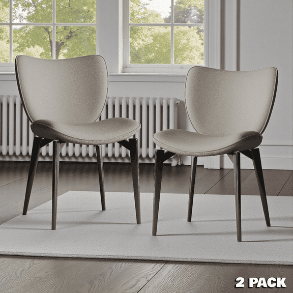 GZXS Industrial Dining Chairs (Set of 2) - Gray PU Leather Seat & Back, Heavy-Duty Carbon Steel Legs, Ergonomic Curved Design, Ideal for Kitchen & Dining Room