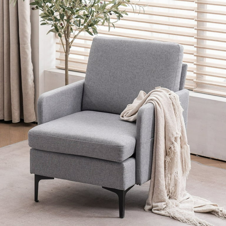 GZXS Lounge Chair Mid Century Comfy Single Sofa Accent Chair for Bedroom Living Room Guestroom Light Gray Walmart