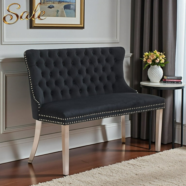 Velvet Dining Bench GZXS Luxury Tufted Velvet Dining Bench W