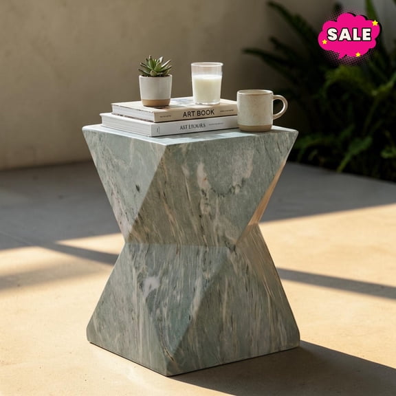GZXS MGO Accent Side Table for Outdoor, Unique End Table for Living Room, Balcony, Backyard, Patio, Garden, No Assembly Required, Green