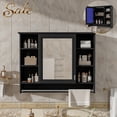thumbnail image 1 of GZXS Medicine Cabinet, Wooden Bathroom Wall Cabinet with Soft Close Door, Adjustable Shelves & Towel Bar, Over Toilet Storage Cabinet Wall Mounted for Laundry, 36"L x 7.1"W x 28.7"H, Black, 1 of 9