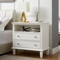 thumbnail image 1 of GZXS Mid-Century Modern Storage Nightstand with 2 Drawers, Charging Station, and Open Storage, Solid Wood Frame, for Bedroom, Living Room (White), 1 of 10