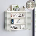 thumbnail image 1 of GZXS Minimalist 2-Door Wall Cabinet, Metal Storage Cabinet with Fluted Glass Doors and Detachable Shelf, Modern Storage Organizer for Home, White, 1 of 8