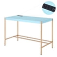 thumbnail image 1 of GZXS Minimalist 40" Home Office Desk with Charging Outlet, USB Port, Gold Legs, and Glossy MDF Top for Study or Workspaces (Light Blue), 1 of 7